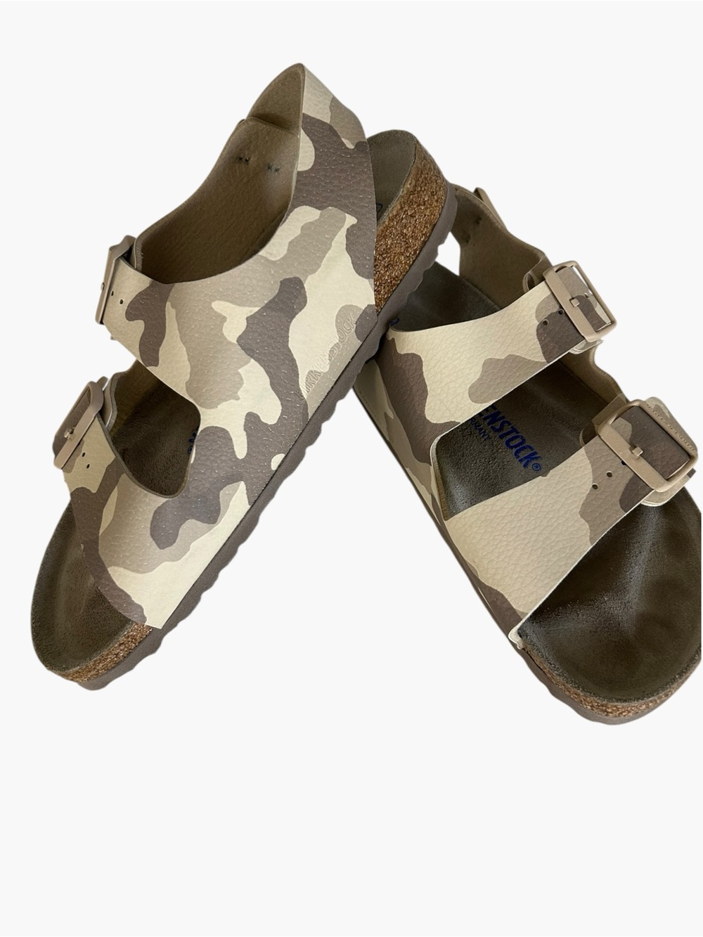 Birkenstock Milano Desert Soil Gray Taupe Camo Birko-Flor Sandals Size 41